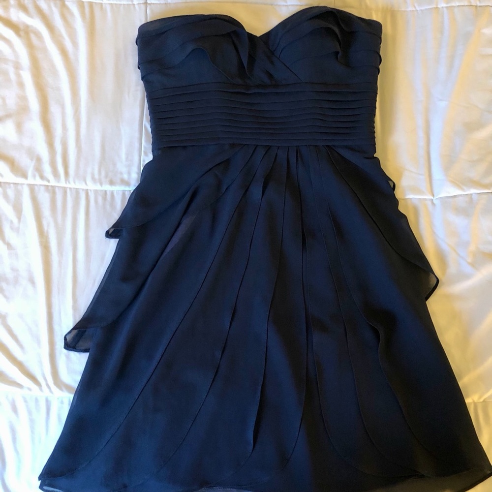 Bill Levkoff Strapless Navy Dress Size 6